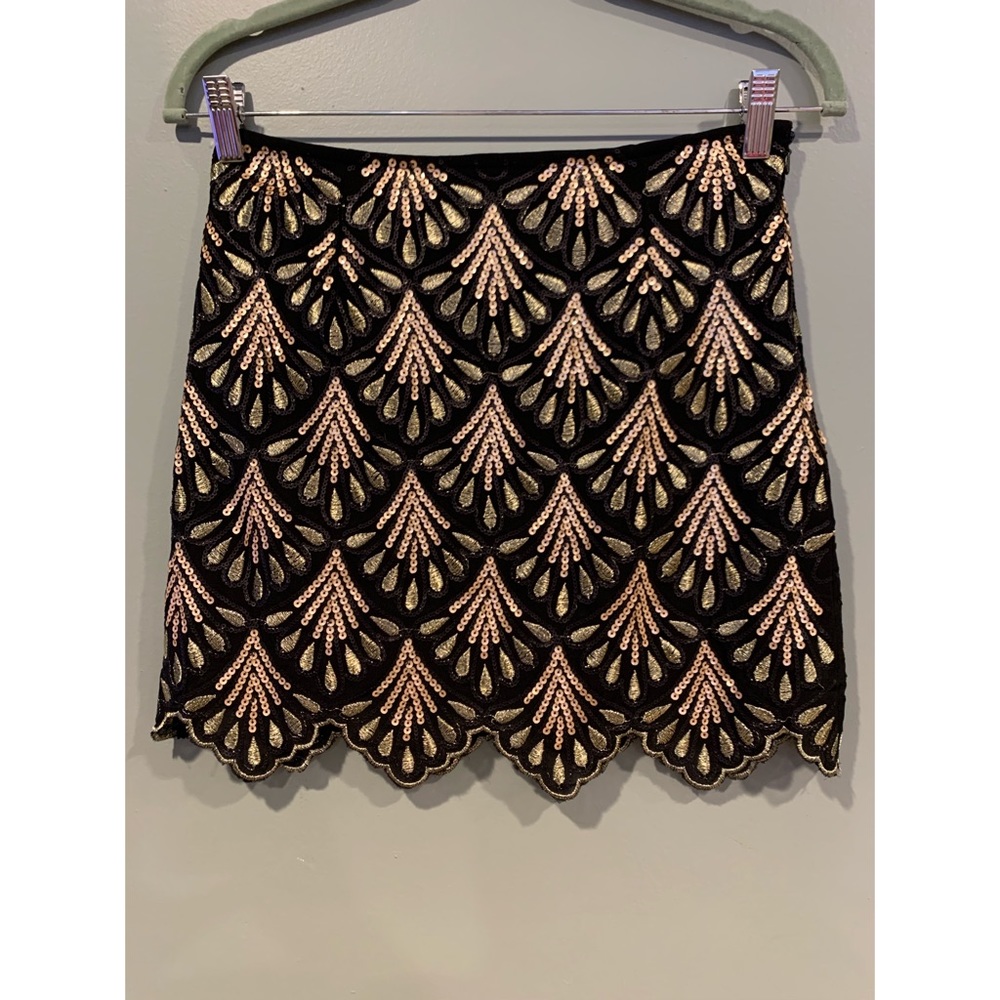Alya sequined scallop-edge mini skirt